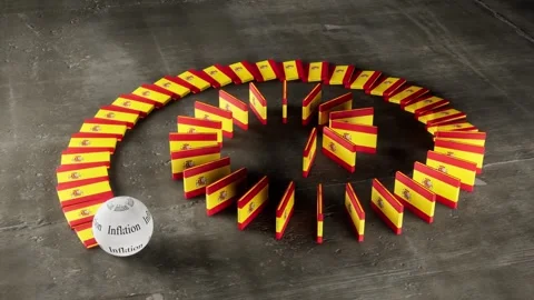 Spain Flag - Affected by Inflation Video stock 321519883