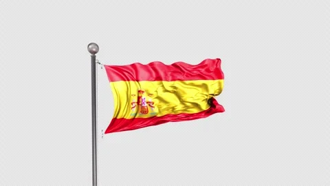 Spain Flag  Animation Loop Include Alpha 3D Rendering Video stock 312105379