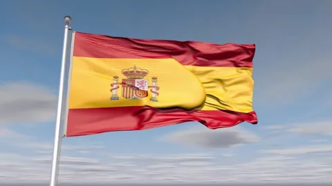 Spain Flag Animation With Sky And Cloud Stock Footage 272845222