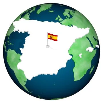 Spain flag background world - 3D illustration. Illustrazione stock
