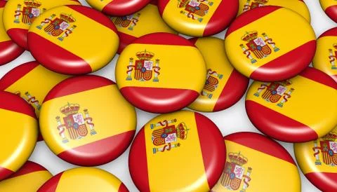 Spain Flag On Badges Background Stock Illustration