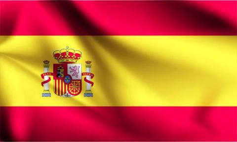Spain flag blowing in the wind. part of a series. Spain waving flag. Stock Illustration