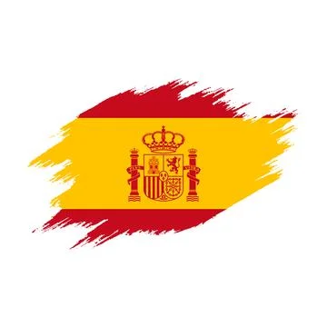 Spain Flag Brush Stroke Paint Style Black Background Illustrazione stock