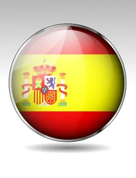 Spain flag button Stock Illustration