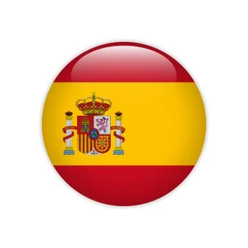 Spain flag on button Stock Illustration