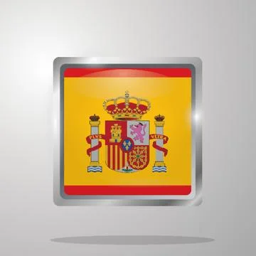 Spain Flag Button Illustrazione stock
