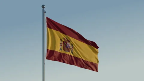 Spain Flag: Cinematic Loopable Motion with Blue Sky in 4K ProRes 422 HQ Stock Footage 267462561