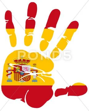 Spain flag colors on hand print impression Stock Illustration