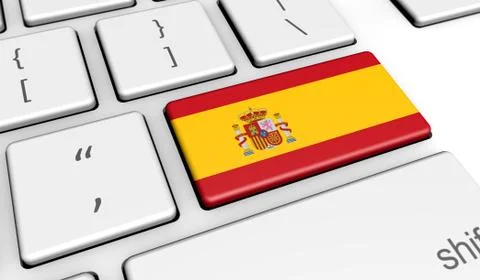 Spain Flag On Computer Keyboard Stock Illustration