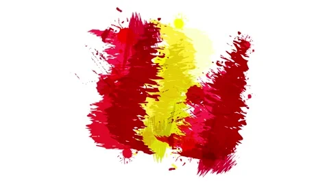 Spain flag creating with red and yellow paint splatters Video stock 338384675