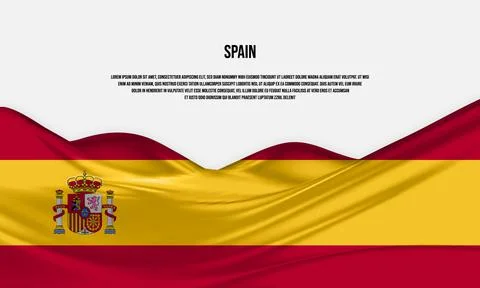 Spain flag design. Waving Spanish flag made of satin or silk fabric. Stock Illustration
