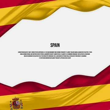 Spain flag design. Waving Spanish flag made of satin or silk fabric. Stock Illustration