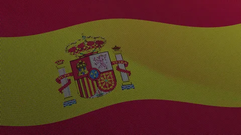 Spain Flag Digital Particle Waving Seamless Loop Animation on Black Backgroun Stock Footage 339303503