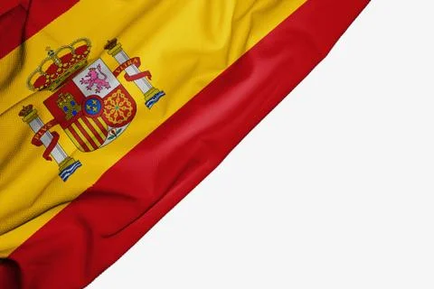 Spain flag of fabric with copyspace for your text on white background. Stock Illustration