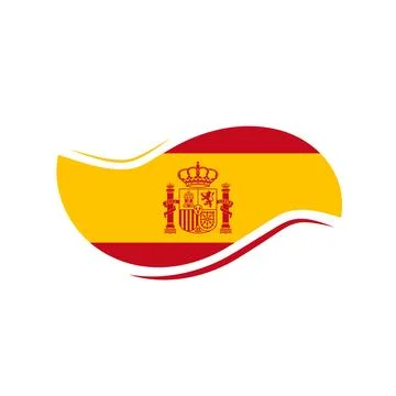 Spain Flag Flame Swoosh Shape Black Background イラスト素材