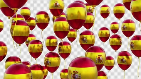Spain Flag On The Flying Balloons With Background Vídeos de archivo 314671323