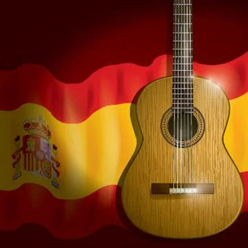 Spain Flag With Guitar Stockillustratie