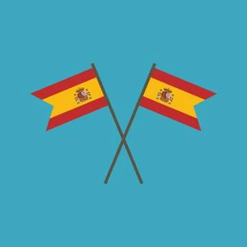 Spain flag icon in flat design Stock Illustration