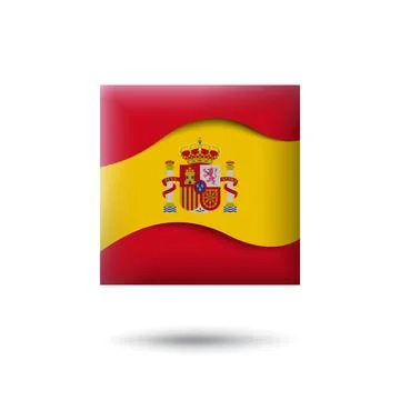 Spain flag icon in shape of square. Spanish flag. Vector symbol, icon, button Stock Illustration