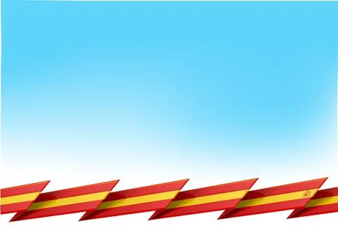 Spain flag isolated on blue sky background イラスト素材