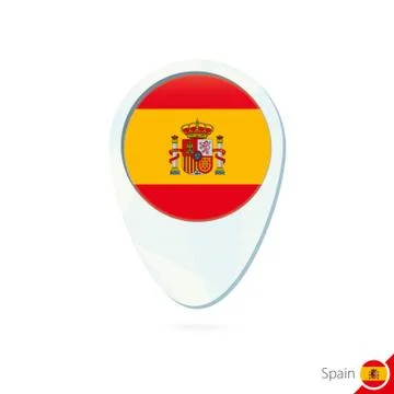 Spain flag location map pin icon on white background. Stock Illustration