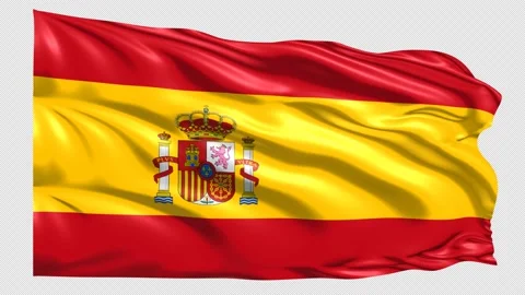 Spain Flag Loop 4K UHD 3840 x 2160 with alpha channel Stock Footage 221360613