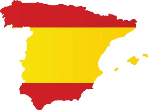Spain flag with map inside Stock Illustration