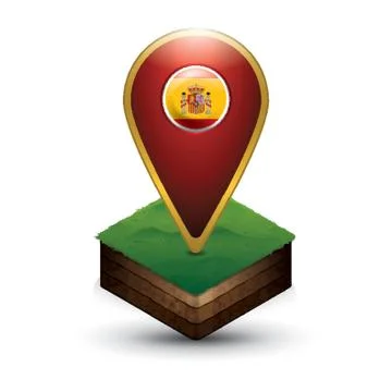 Spain Flag Map Pointer Illustrazione stock