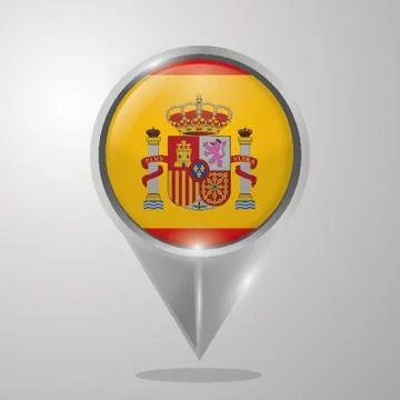 Spain Flag Map Pointer Stock Illustration
