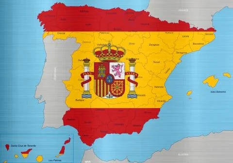 Spain flag map regions Stock Illustration