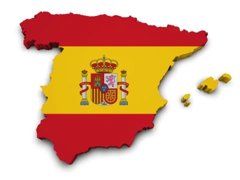 Spain flag map shape Illustrazione stock