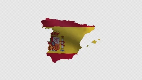 Spain Flag Map Waving National Symbol Looping Animation Overlay 4K Video Vídeo Stock 338268868