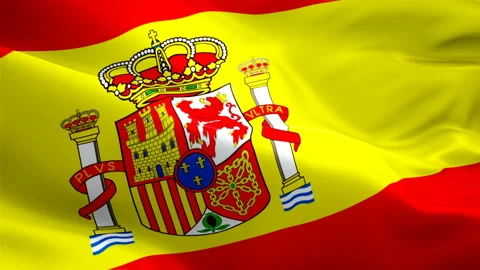 Spain Flag Motion Loop waving in wind video footage Full HD Stock Footage 104866107