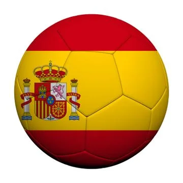 Spain flag pattern 3d rendering of a soccer ball Stock Illustration