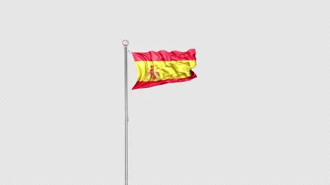 Spain   Flag Pole  Animation Include Alpha 3D Rendering Stock-Footage 312104973