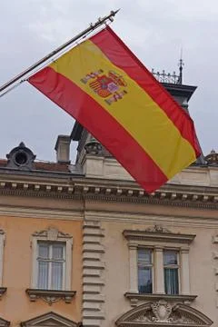 Spain flag pole Stock Photos