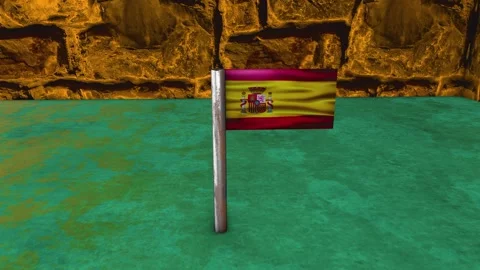 Spain Flag Post - Dolly Shot Stock Footage 271048280