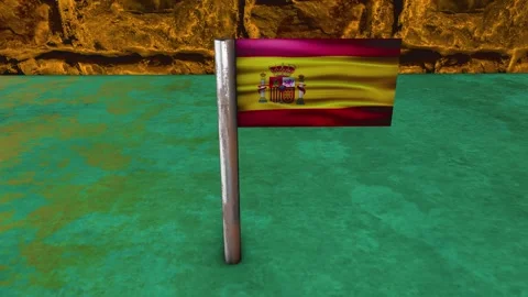 Spain Flag Post - Upwards Shot Video stock 271048958
