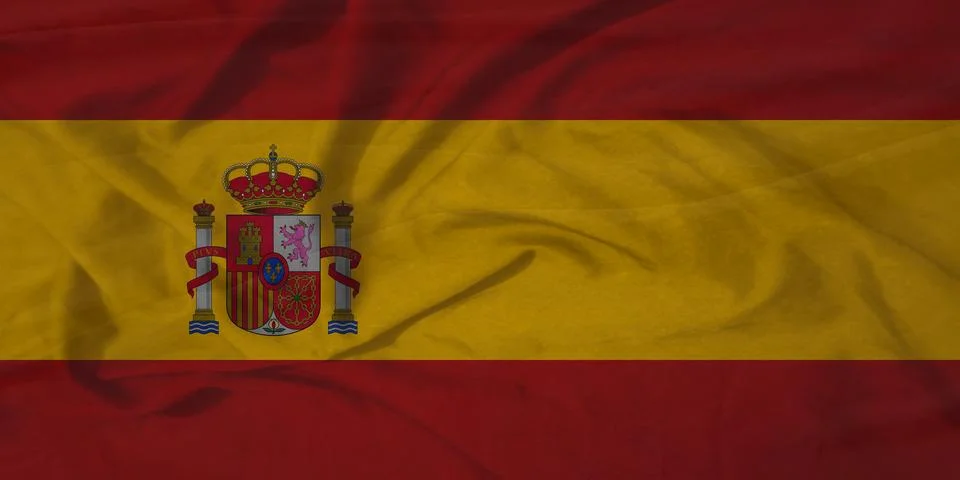 Spain   Flag rippling sky texture Illustrazione stock