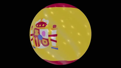 Spain flag in a round ball rotates. Flicker and shine. Animation loop Stock Footage 145857685