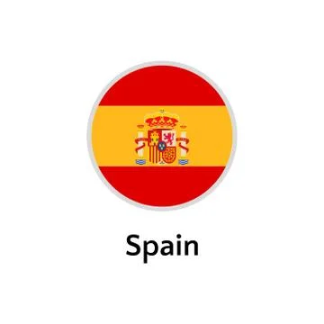 Spain flag round flat icon Stock Illustration