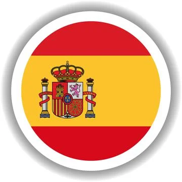 Spain flag round shape Illustrazione stock