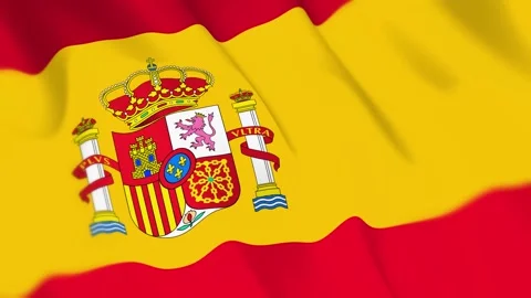 Spain Flag Seamless Loop 4k 60fps on Sky Background Stock Footage 340351685