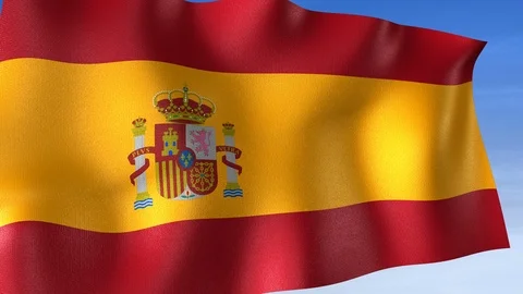 Spain Flag - Set of 3 Angles with Masks [3WaveSeries] Stock Footage 103469958