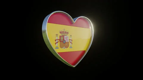 Spain Flag in the Shape of 3D Heart. Stock Footage 133706158
