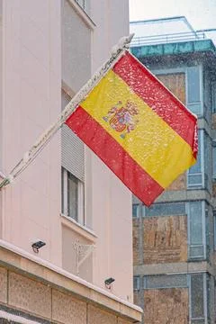 Spain Flag Snow Stock Photos