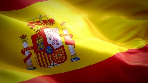 Spain Flag of Spanish closeup or close up waving in the wind loop animation Stock Footage 127570537
