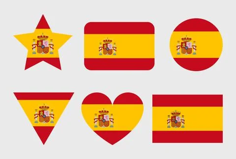 Spain flag vector icons set of illustrations 库存插图