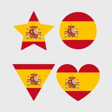 Spain flag vector icons set of illustrations Stock Illustration