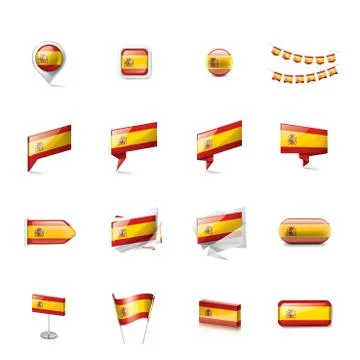 Spain flag, vector illustration on a white background Stock Illustration